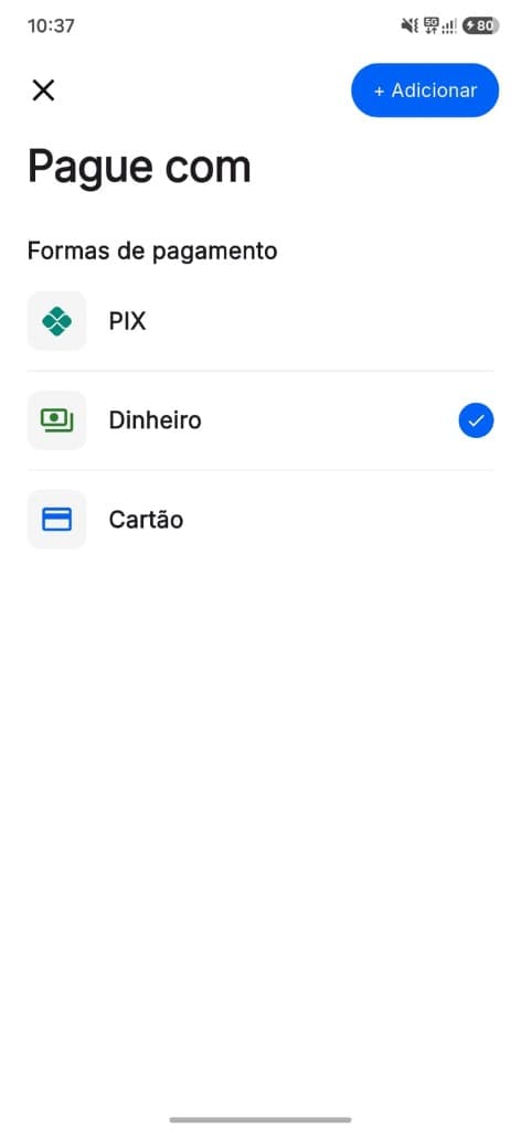 Tela do app VaiLev: Pagamento